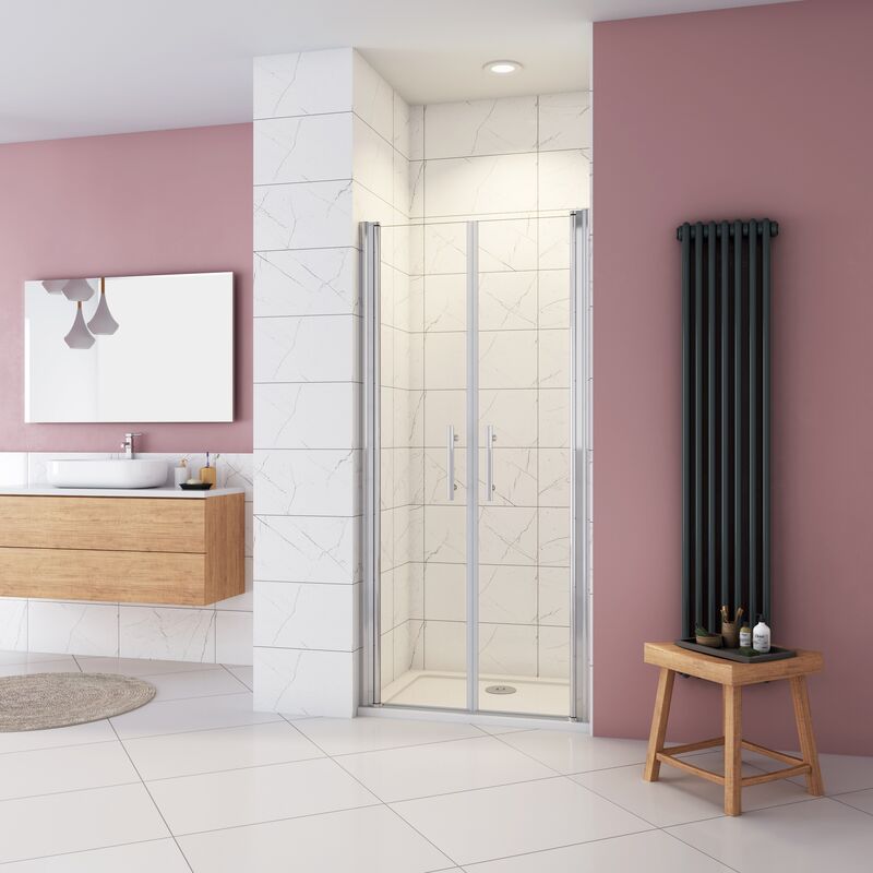 Aica Sanitaire - aica porte de douche battante 95x197cm en niche verre transparent