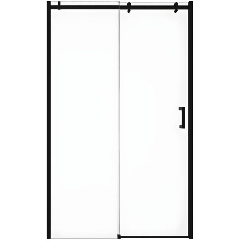 Vente-unique - Porte de douche coulissante avec roues noir mat style industriel - 120 x 195 cm - anakao
