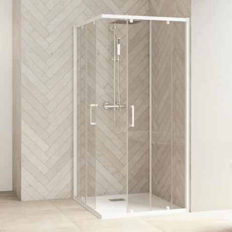 Porte de douche coulissante d'angle côté gauche (à coupler avec côté droit) SMART DESIGN largeur 70 cm hauteur 2,05 m blanc