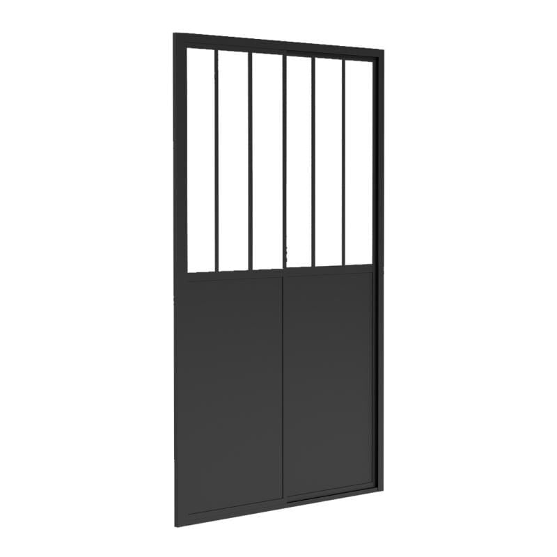Vente-unique - Porte de douche coulissante noir mat style atelier - 120 x 195 cm - urbanik
