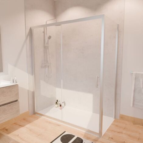 Porte de douche d'angle avec paroi coulissante NERINA - 160x80 cm