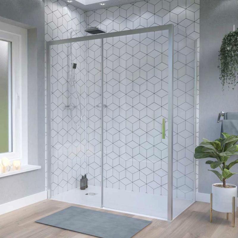 Porte de douche d'angle avec paroi coulissante nerina Access - 160x90 cm