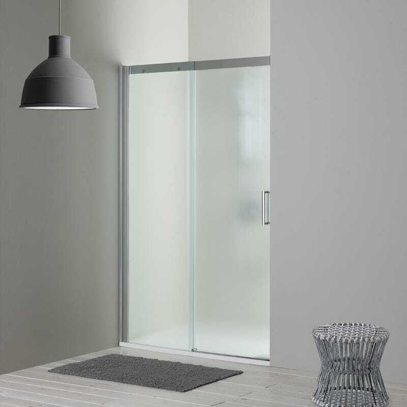 Kiamami Valentina - Porte De Douche En Niche Avec Paroi Fixe à Gauche Et Verre Satiné 140 Cm