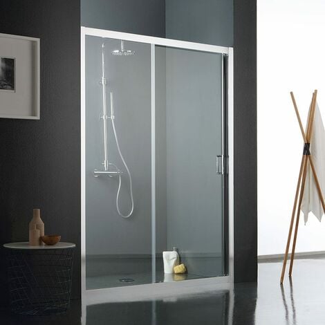 KIAMAMI VALENTINA Porte De Douche En Niche De 110 Cm Verre Transparent