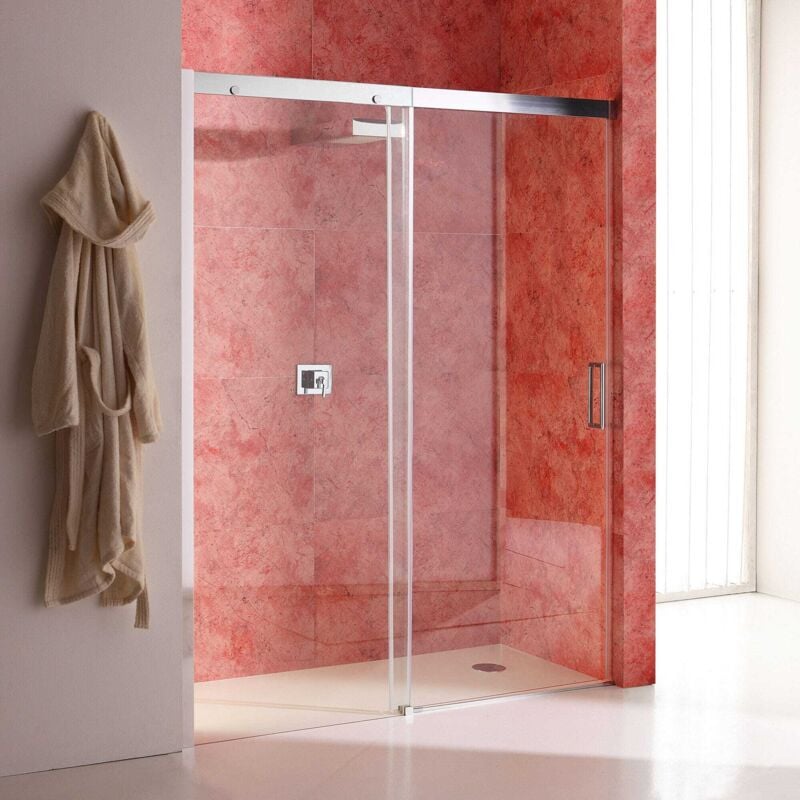Porte De Douche En Niche De 140 Cm, Côté Fixe À Gauche, Verre Transparent