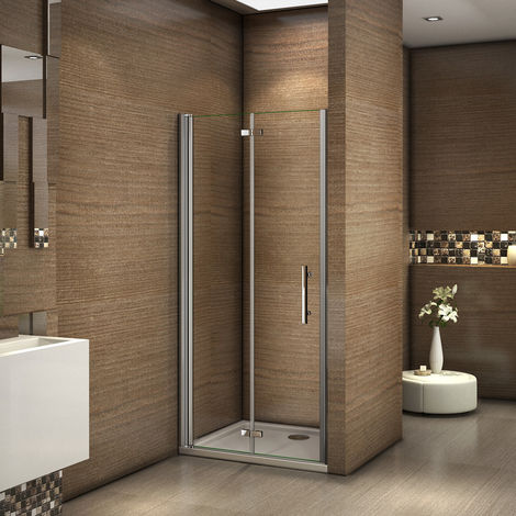 80x80x185cm Cabine de douche porte de douche à charnière porte de douche accès dangle verre securit 