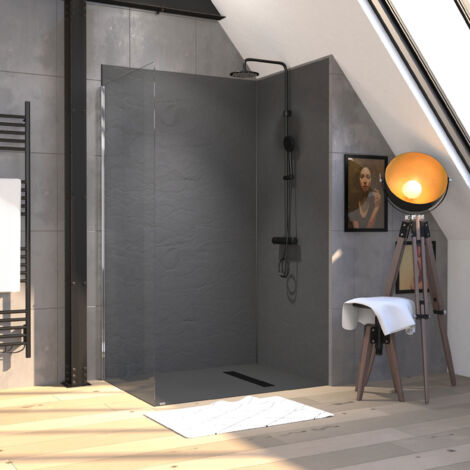 porte de douche fixe 90x200cm rolling chromed side 90 / retour 90