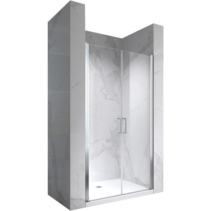 VIANA Porte de douche 98x185 cm verre transparent - ajustable de 98 à 101 cm