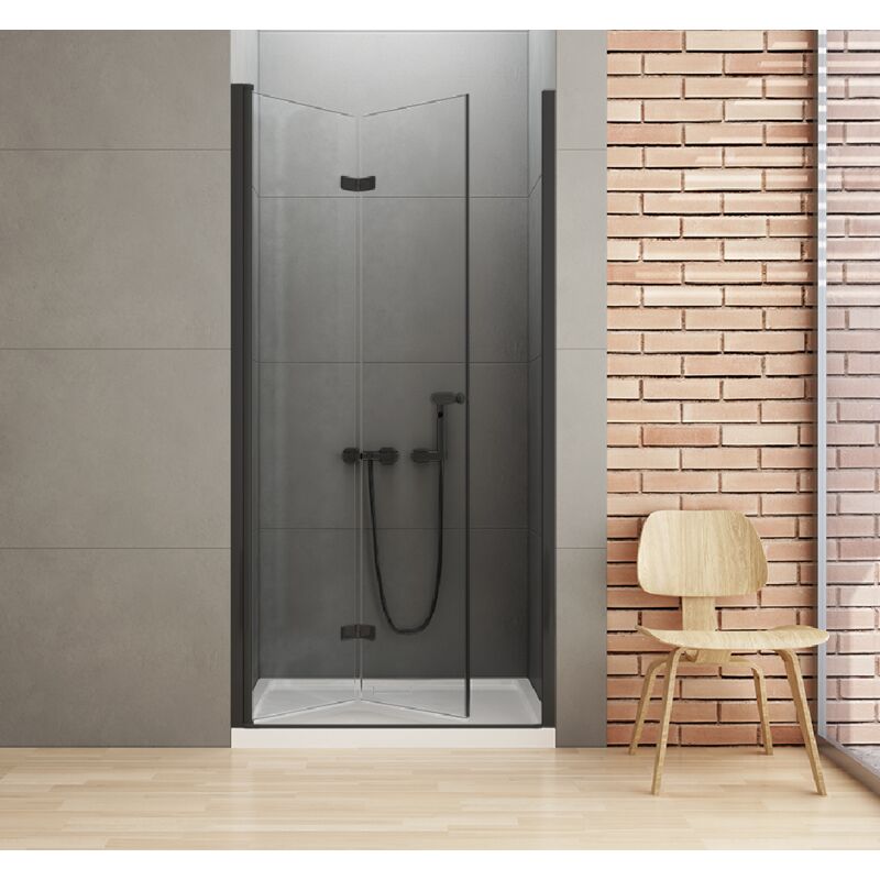 Porte de douche noire pliante gauche 70 cm RHODES BLACK