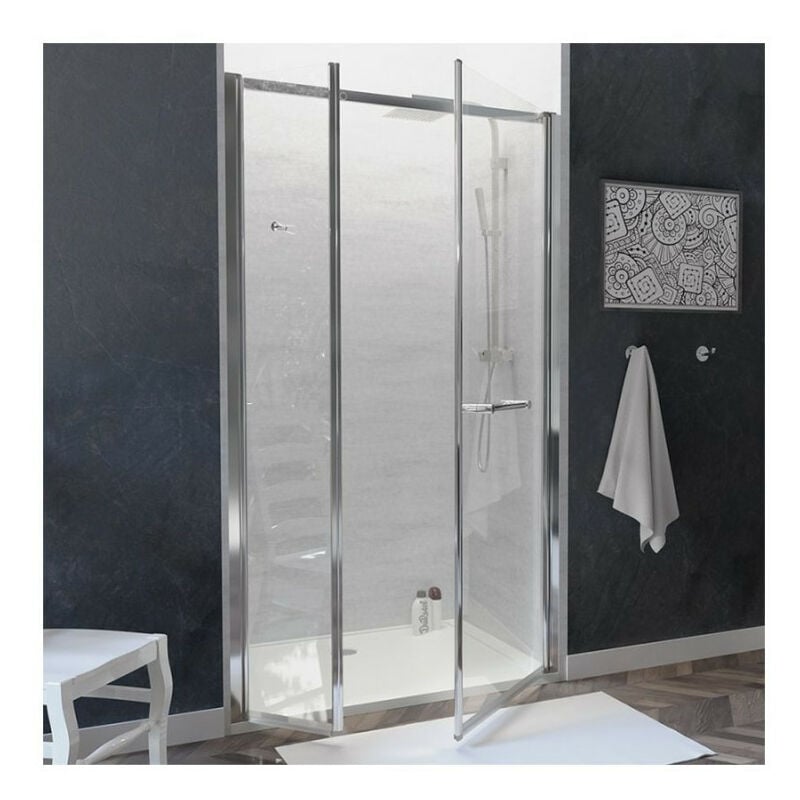 Cuisibane - Porte de douche 120 cm pivotante double porte - oceane pmr Gauche
