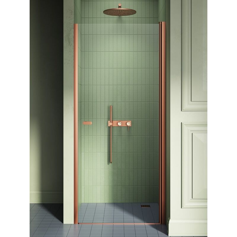 Porte de douche pivotante 100 cm cuivre brossé monako copper brushed - cuivre brossé