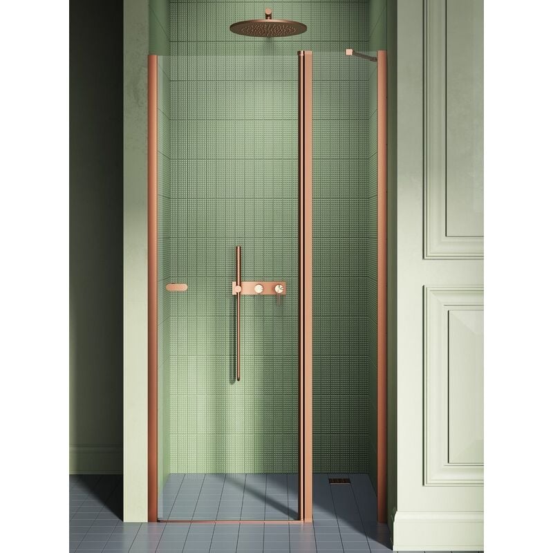 Porte de douche pivotante 110 cm cuivre brossé monako copper brushed - cuivre brossé