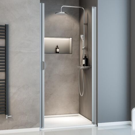 Porte de douche pivotante, 60 x 180 cm, verre transparent 5 mm, Schulte Sunny, profilé alu-argenté SUR-MESURE