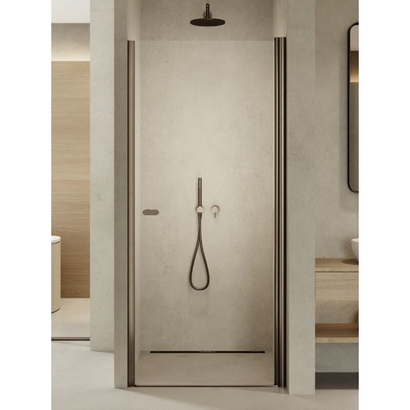 Porte de douche pivotante 80 cm inox brossé ANTILLES GUNMETAL BRUSHED
