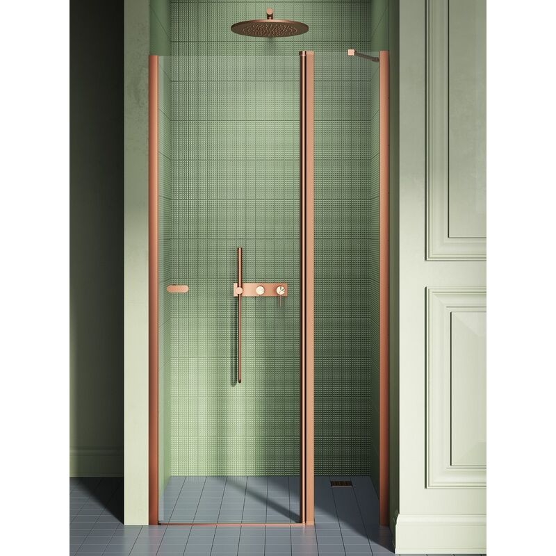Porte de douche pivotante 90 cm cuivre brossé monako copper brushed - cuivre brossé