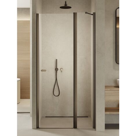 Porte de douche pivotante 90 cm inox brossé ANTILLES GUNMETAL BRUSHED