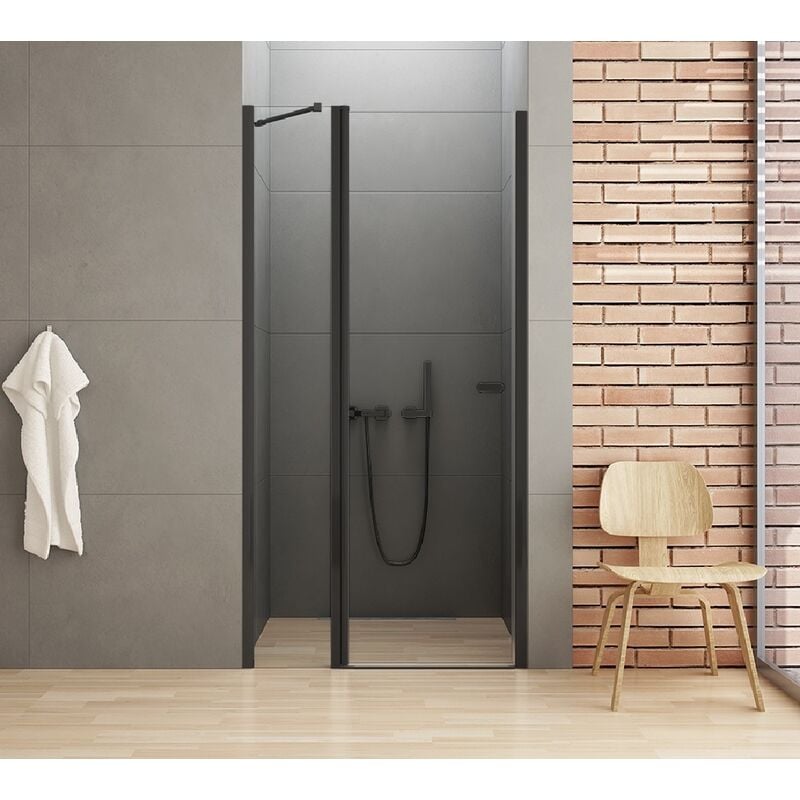 Porte de douche pivotante 90 cm noir rhodes black - noir
