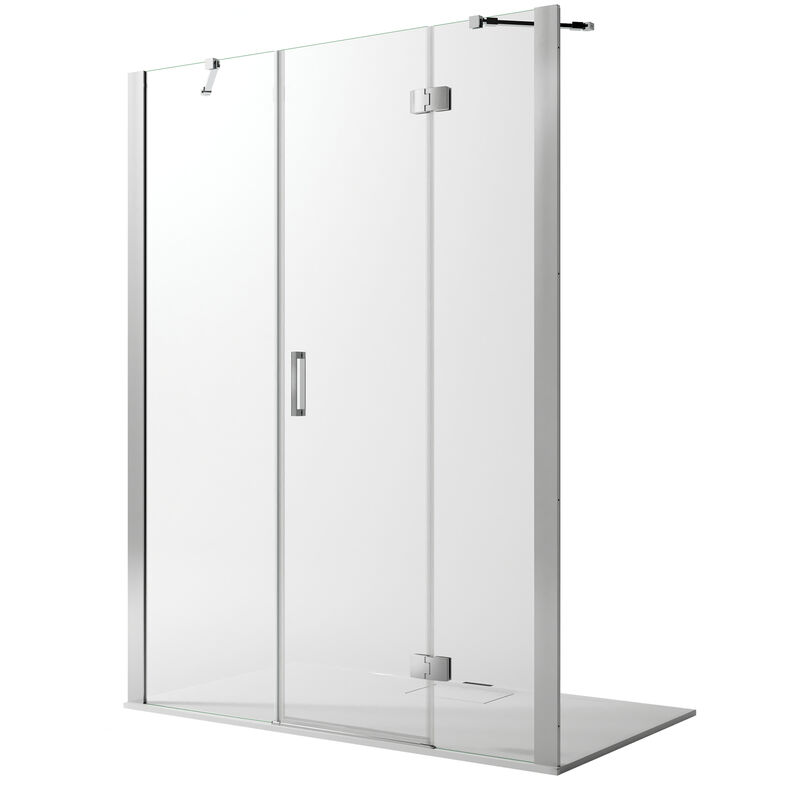 Idralite - Porte de douche pivotante h 190 verre transparent avec easy-clean mod. Flip porte + fixe 155 cm