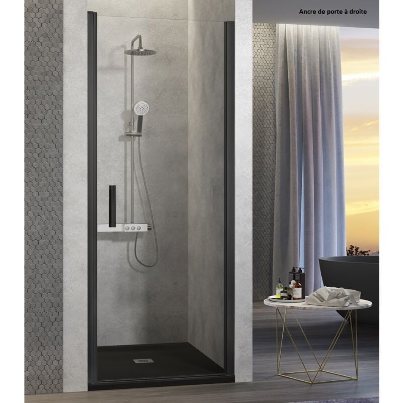 Porte de douche pivotante nardi profil noir mat 65-69 cm
