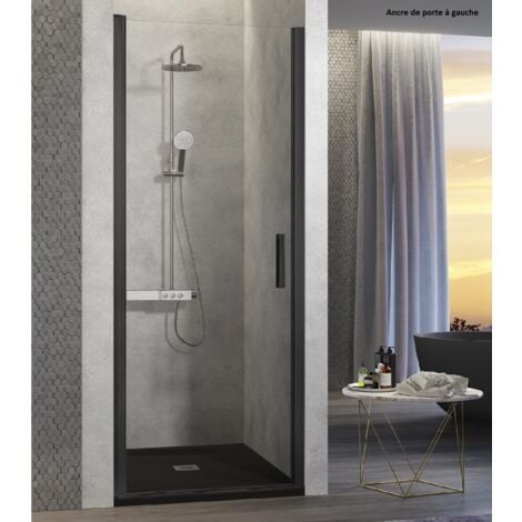 Porte de douche pivotante NARDI profil noir mat 60-64 cm
