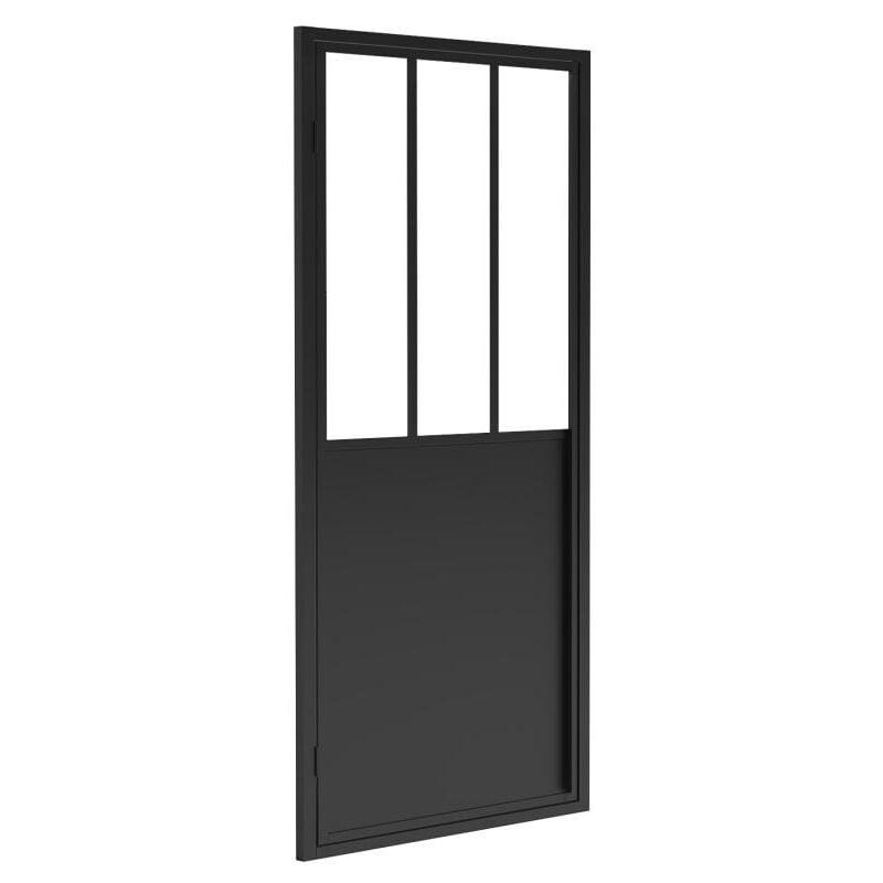 Vente-unique - Porte de douche pivotante noir mat style atelier - 80 x 195 cm - urbanik