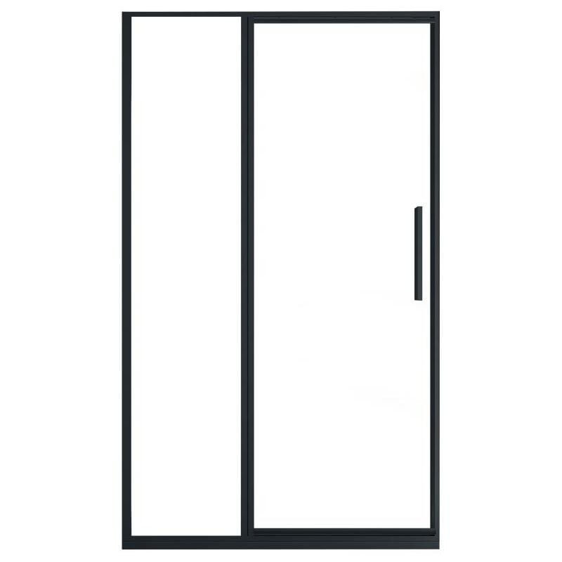 Vente-unique - Porte de douche pivotante noir mat style industriel - 120 x 195 cm - toroni