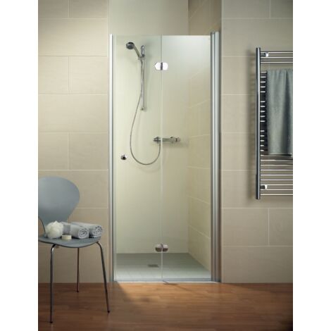 Porte de douche pivotante-pliante, verre 6 mm, profilé en aspect chromé, Garant, Schulte, dimensions au choix