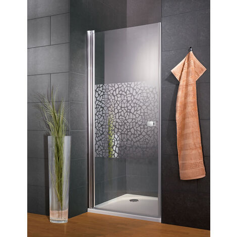 Porte de douche pivotante NOVELLINI 80 cm, Verre dépoli, profilés chromés