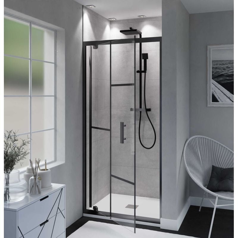 Cuisibane - Porte de douche pivotante style verrière atelia 80 cm