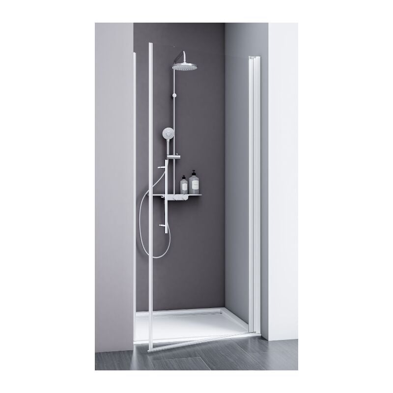 Porte de douche pivotante, verre 5 mm, style, profilé blanc Schulte sur mesure 75 x 192 cm