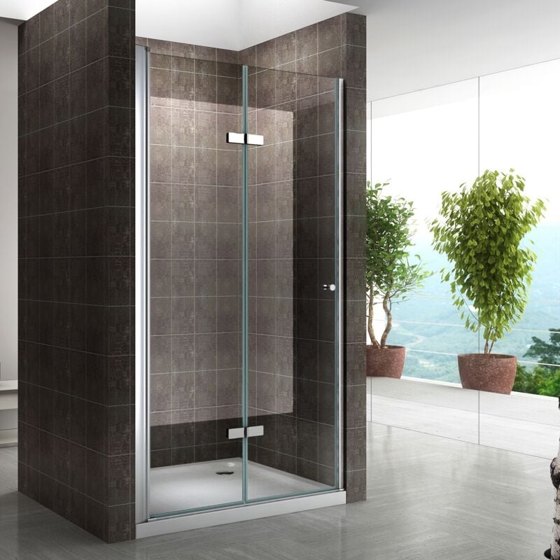 Mila Porte de douche pliante 100x195 verre transparent - ajustable 100 à 104 cm