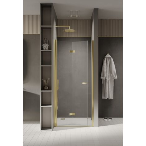 Porte de douche pliante gauche 100 cm doré CUBA GOLD