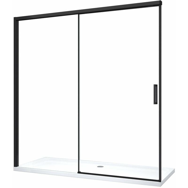 Porte de douche pour installation en niche avec fermeture douce Soft Close h 200, cadre en noir mat 8 mm Cm 140 (137-140)