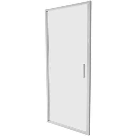Porte de douche pour niche 90cm Ouverture à charnière Ultraslim Aluminium Profils chromés Verre opaque 6mm h190 Ajustable 87-91cm - Réversible Mod. Portofino