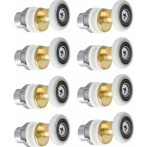 Porte de Douche - Rouleau Roulette Roue pour Porte de Douche Roulettes Coulissantes Porte Roue de Remplacement pour Rouleau 8 pièces 23mm