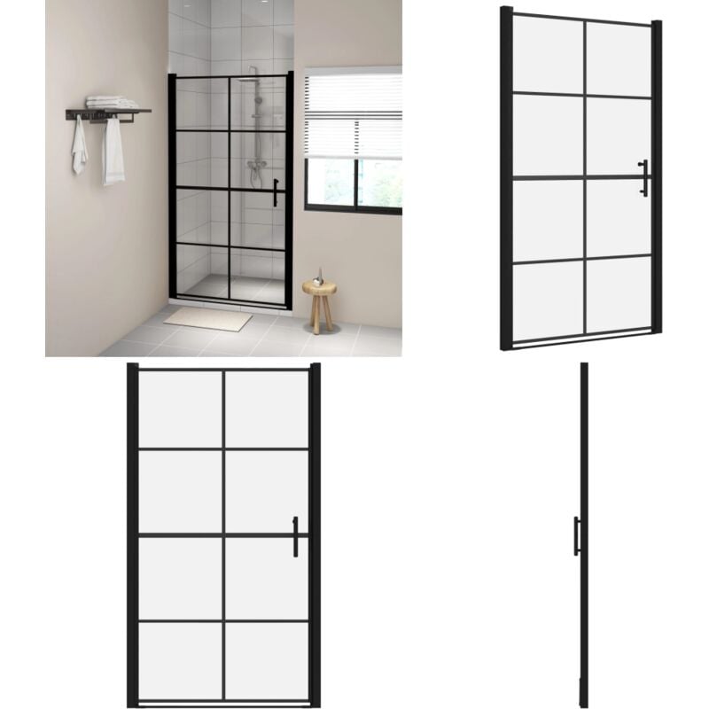 Vidaxl - Porte de douche verre trempé 100x178 cm noir - porte de douche - portes de douche - Home & Living