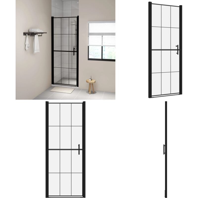 Porte de douche verre trempé 91x195 cm noir - porte de douche - portes de douche - Home & Living