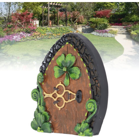 Porte de Fée Miniature Résine Exquise Main Peinture Éco Matériau Amovible avec Vis Porte Maison Fée pour Arbre Mur Jardin 011