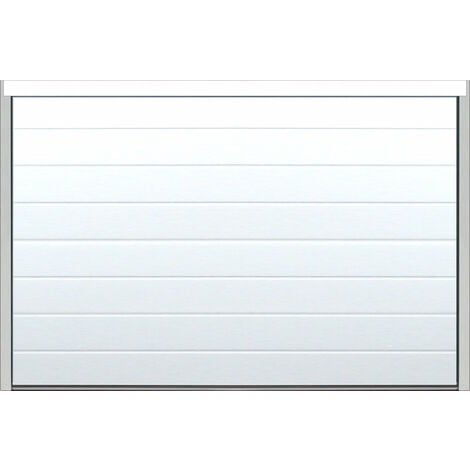Porte de garage sectionnelle blanche motorisée l.300 x H.200 cm x Ep.40 mm Woodgrain