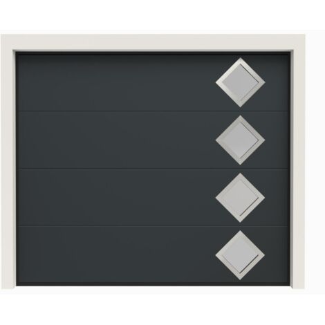 Porte de Garage Sectionnelle Motorisée 240x200 CASTRIE - Gris lisse