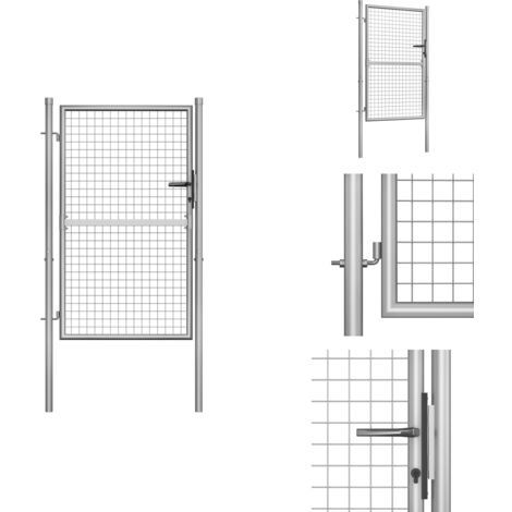 Porte de jardin Acier galvanisé 105x175 cm Argenté - Portail Jardin - Portillon Aluminium - Clôture Jardin - Porte D'entrée Jardin - Barriere Jardin