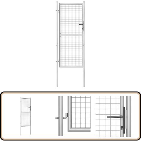 Porte de jardin Acier galvanisé 105x250 cm Argenté - Portail Jardin - Portillon Aluminium - Clôture Jardin - Porte D'entrée Jardin - Barriere Jardin