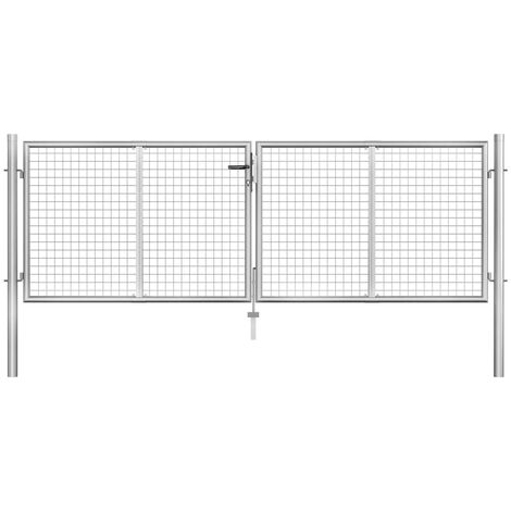 Porte de jardin Acier galvanisé 306x125 cm Argenté