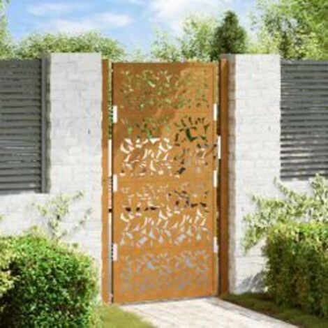 Porte de jardin acier résistant aux intempéries design feuilles