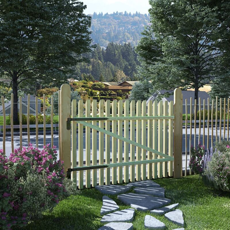 Porte de jardin en piquets Bois de pin imprégné 100 x 75 cm - Fimei