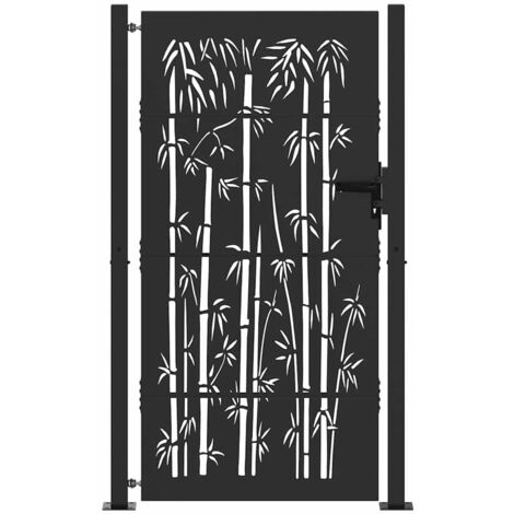 Porte de Jardin Noir 110 x 205 cm Acier enduit de poudre