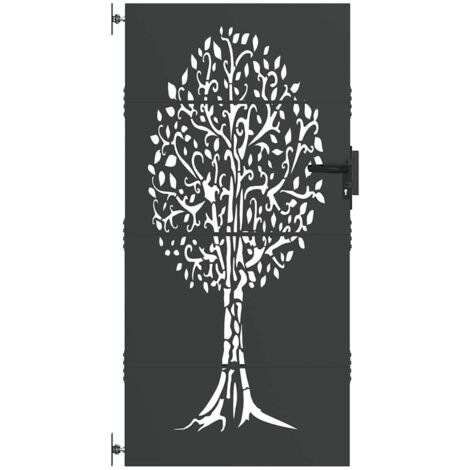 Porte de Jardin, Portail de Jardin 85x75 cm Design Arbre en Acier Corten CFW669061