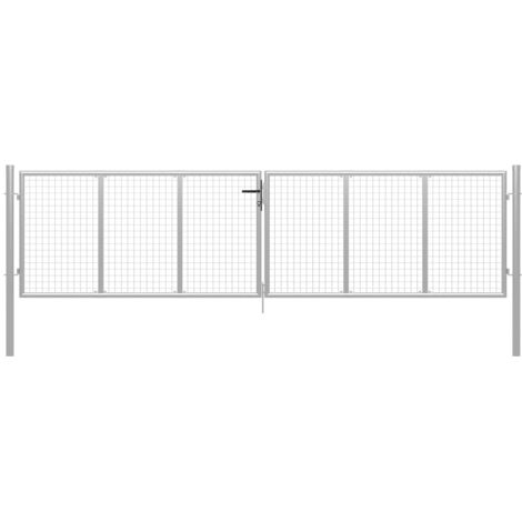Porte de jardin Portail de jardin  Portail de clôture Acier galvanisé 415x175 cm Argenté 38812