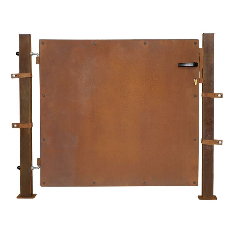 Porte de jardin porte de cour clôture de jardin en acier aspect rouille 160 cm