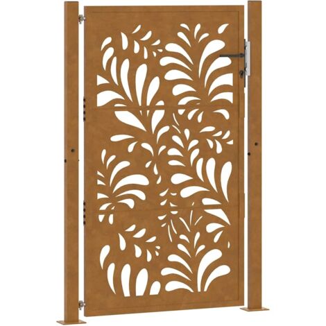 Porte de jardin,Portail de jardin,Portillon acier résistant aux intempéries design vagues CFW15839